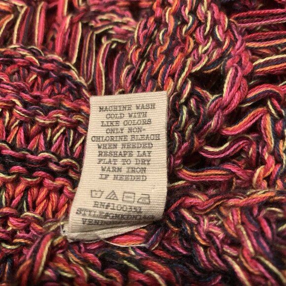 BKE Cold Shoulder Sweater Open Weave Tunic Top Buckle Multicolor Sz M Boho Hippy - Picture 8 of 8